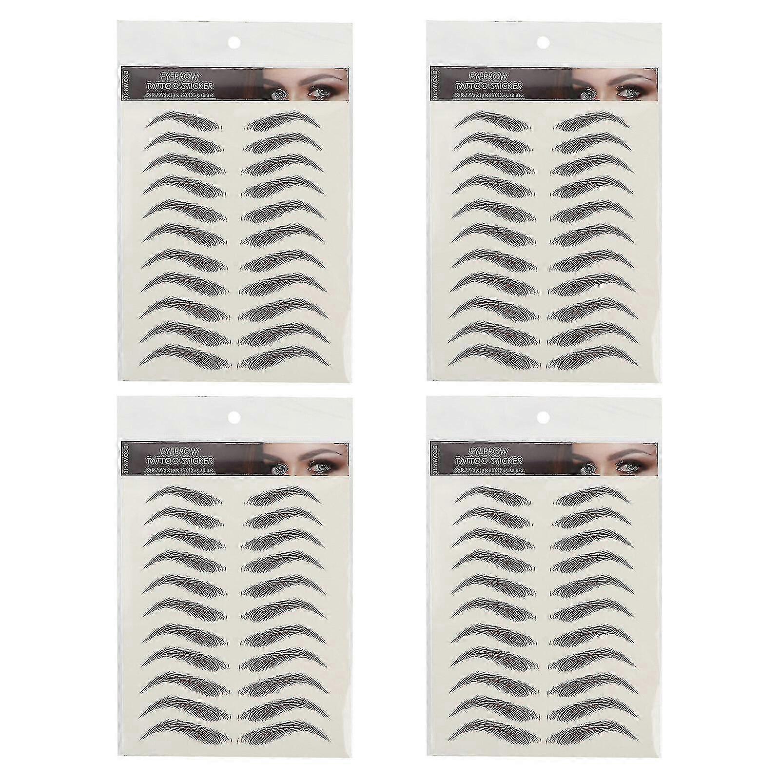 Natural-Looking 4-Pack Eyebrow Stickers for Temporary Eyebrow Tattoos