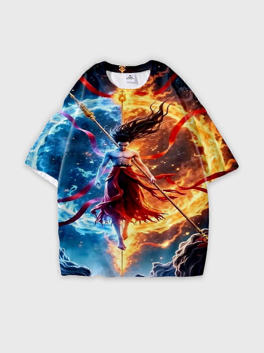 T-shirt round neck Role Pattern loose short sleeve B1672