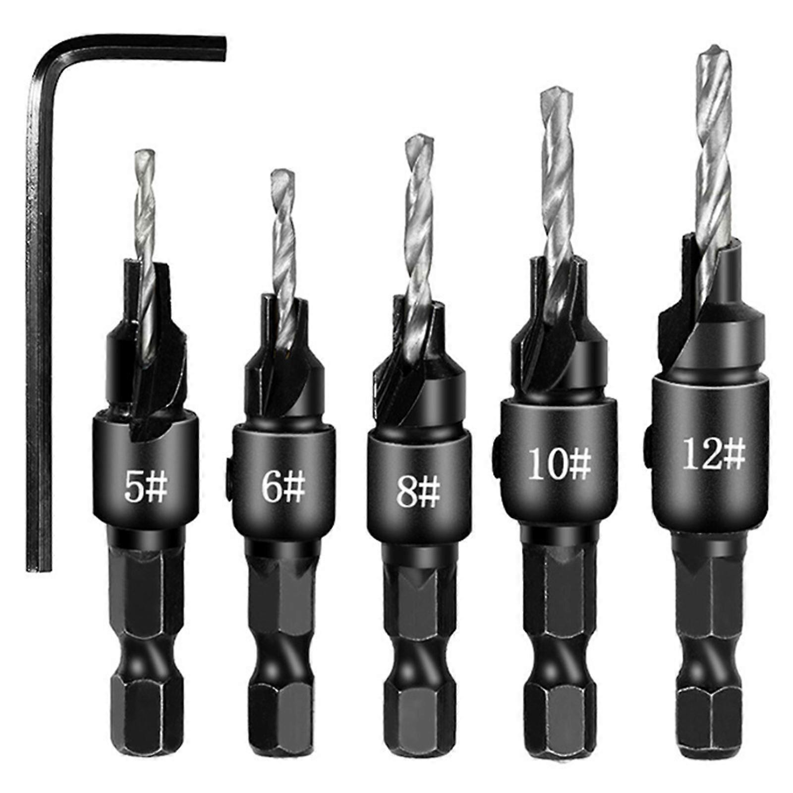 Professional Countersink Drill Bit Woodworkers Hole Cutter High Efficiency &Easy Installation for DIY Home Improvement Silver
