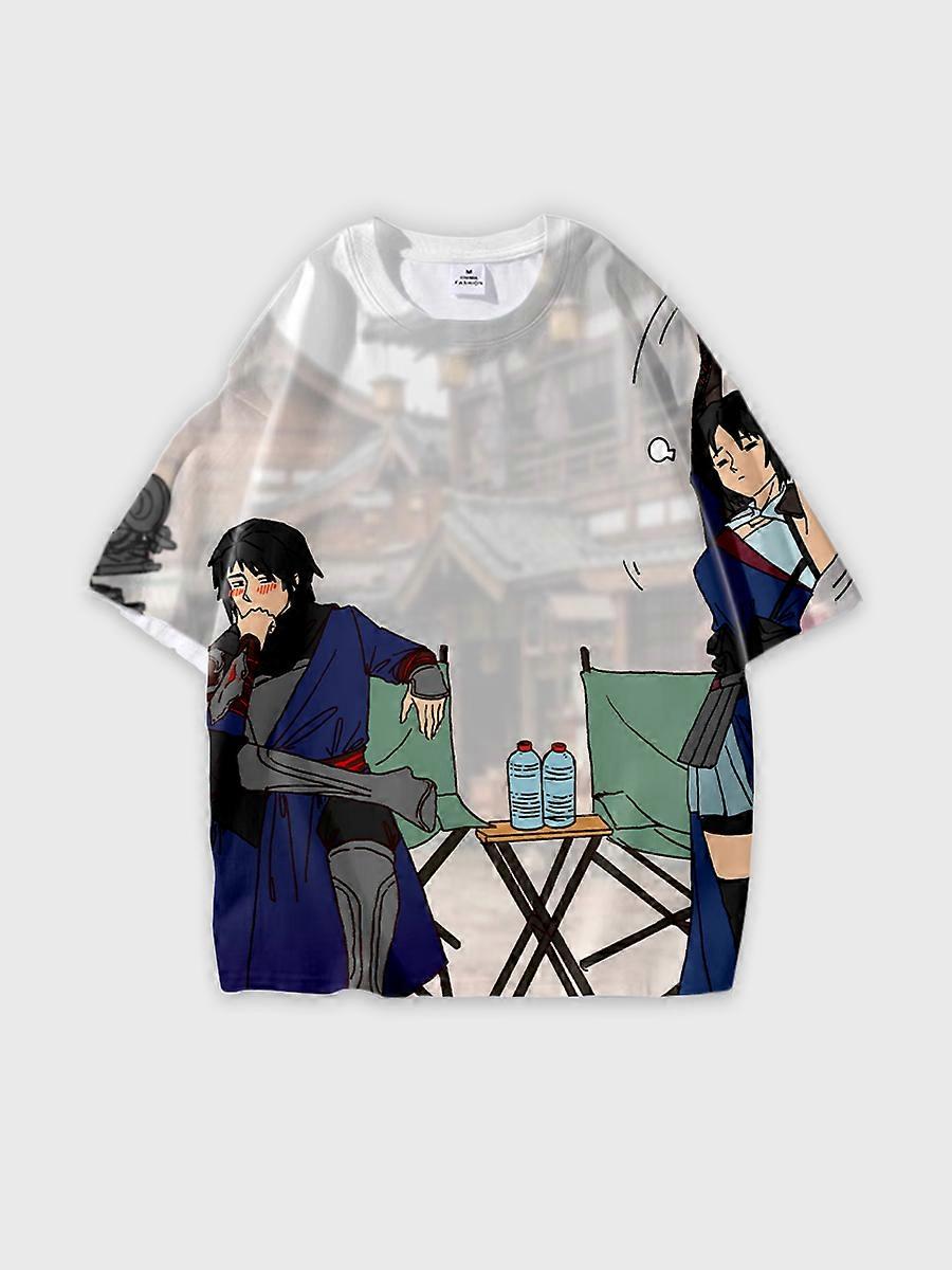 T-shirt round neck Character Pattern loose short sleeve P126