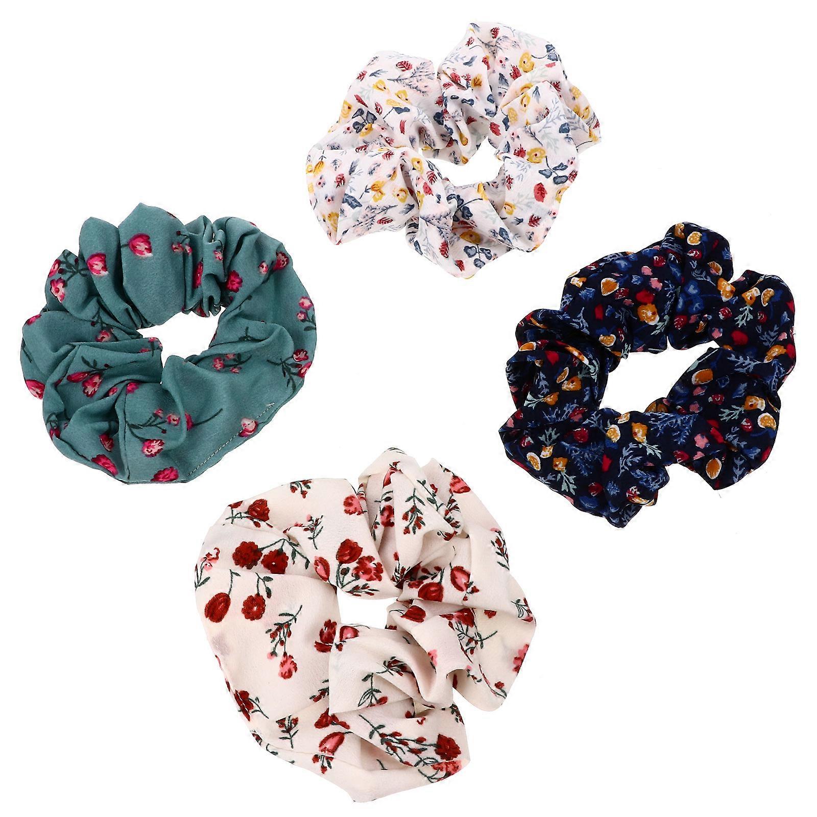 Retro Style 4Pcs Hair Scrunchies For Girls Comfortable Hair Ties Assorted Colors Perfect For Special Occasions