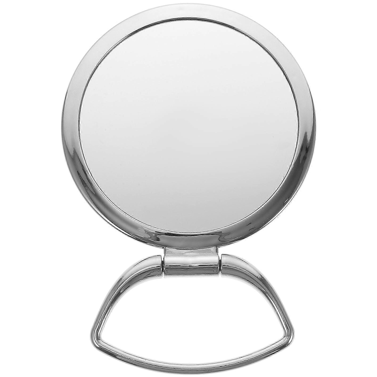 Silver Handheld Makeup Mirror with Magnifying Glass for Daily Use Travel Size