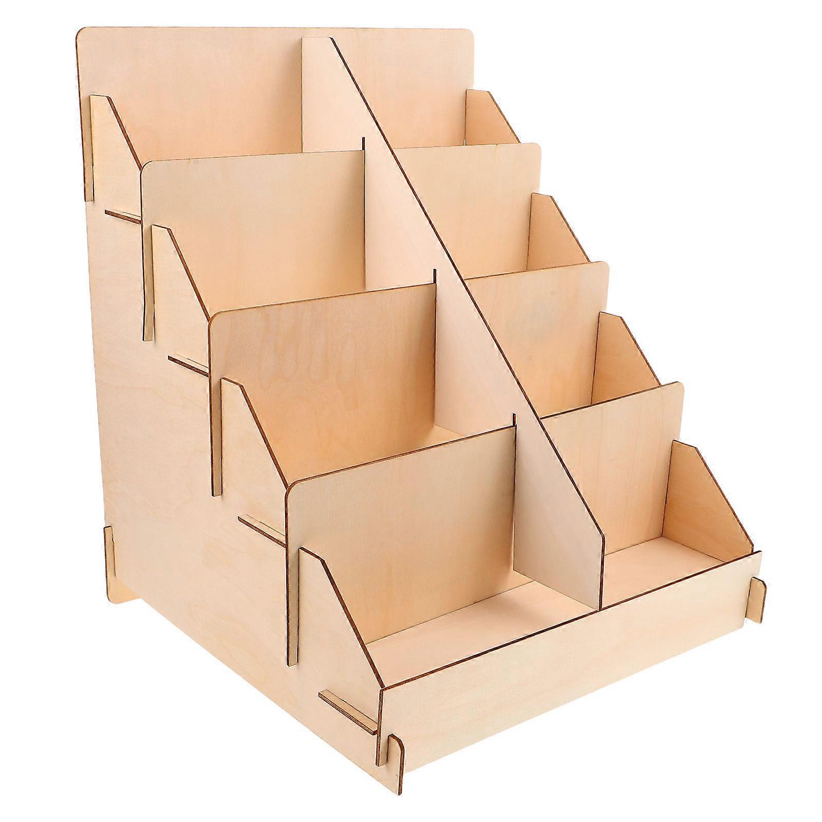 Wooden Multi Tiered Greeting Card Display Rack For Retail Counter Elegant 1Pcs
