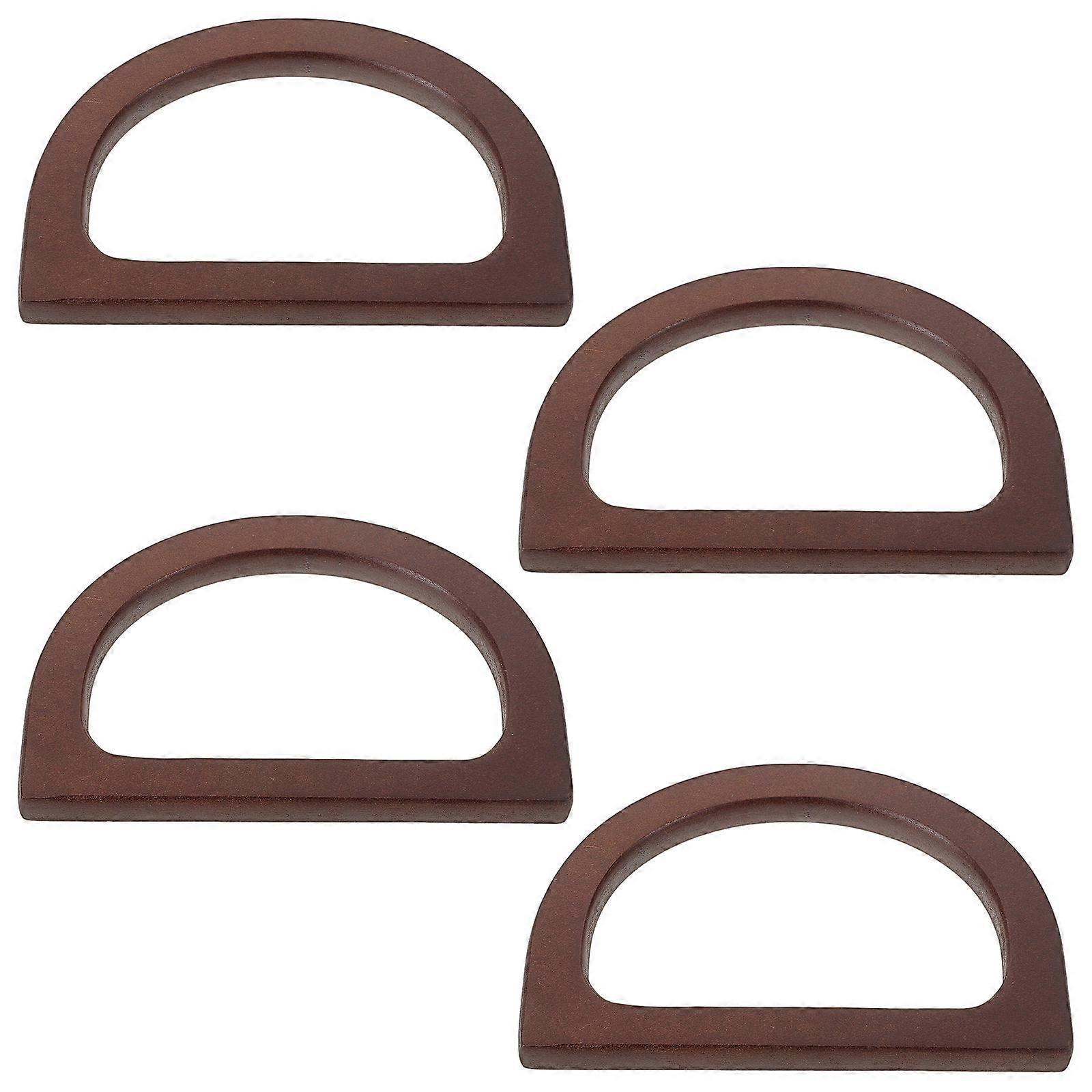 Wood Purse Handles for Bag Making Decorative Coffee Color D Shape Bag Handle Replacement 4 Pieces