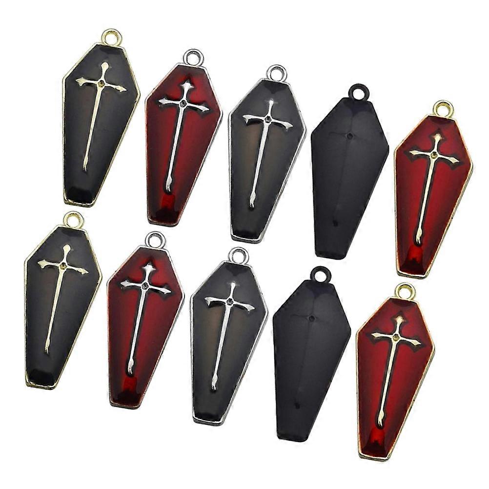 10pcs Cross Coffin Charms for DIY Jewelry Making Gothic Accessories Alloy Pendants Various Colors