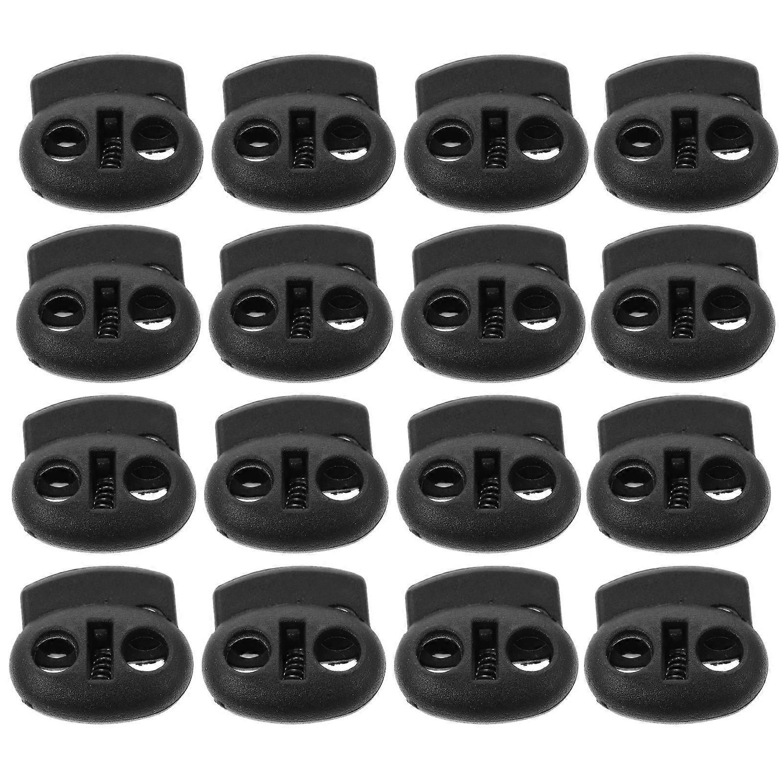 Spring Cord Lock End Stopper For Storage Bags Daily Use In Black 200Pcs Smooth Surface