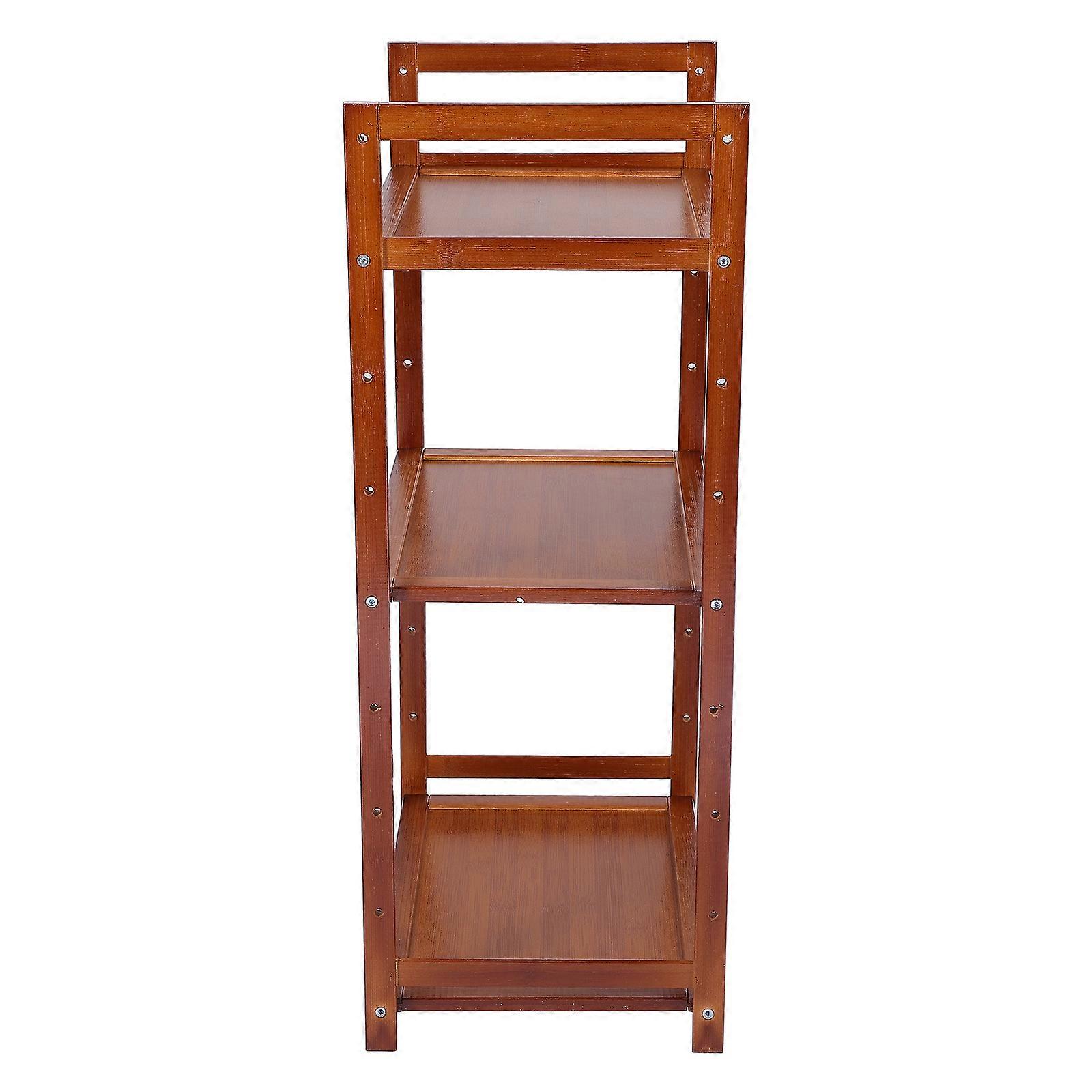 Multi-Layer Solid Wood Bookshelf Simple Storage Holder For Home And Office Use Brown 1Pc