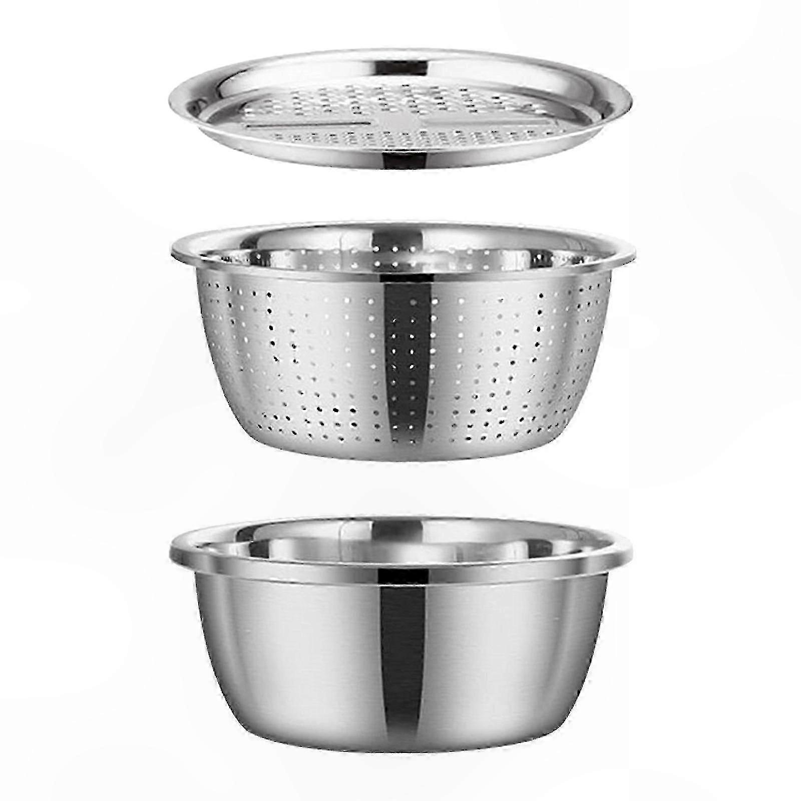 3-in-1 Multi-Function Kitchen Basin with Grater and Strainer Set for Cheese and Food Preparation