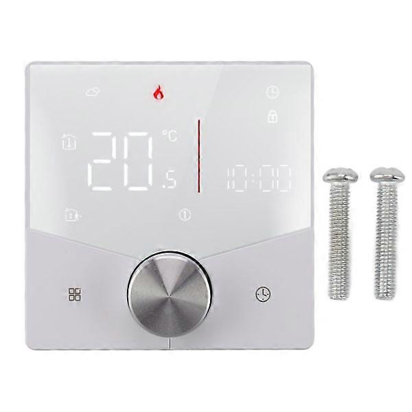 Smart Thermostat Knob with LCD Color Screen Panel, Digital Thermostat for Sauna Room and Floor Heating, White