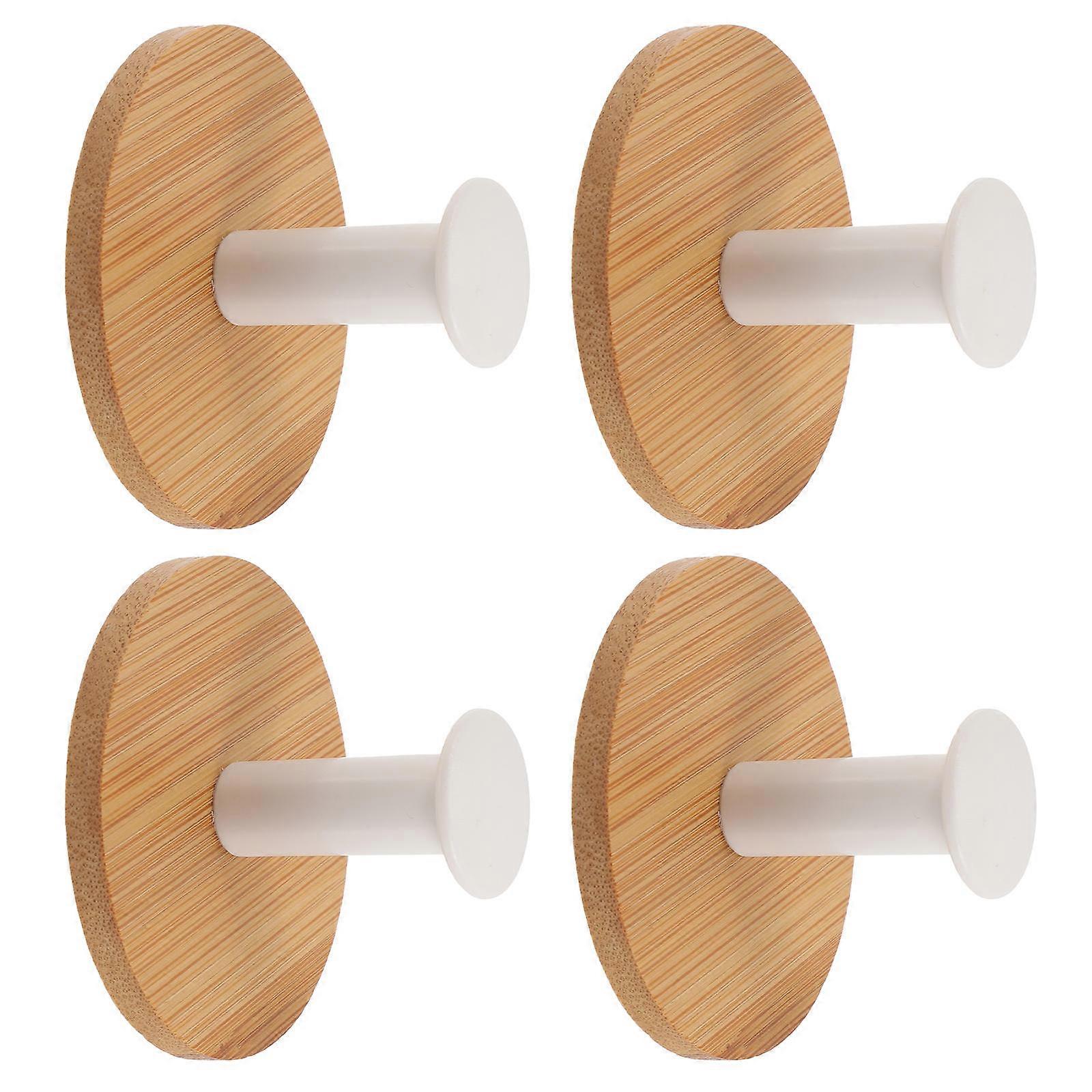 Minimalist Wood Wall Hooks, Adhesive Solution for Bathrooms and Entries