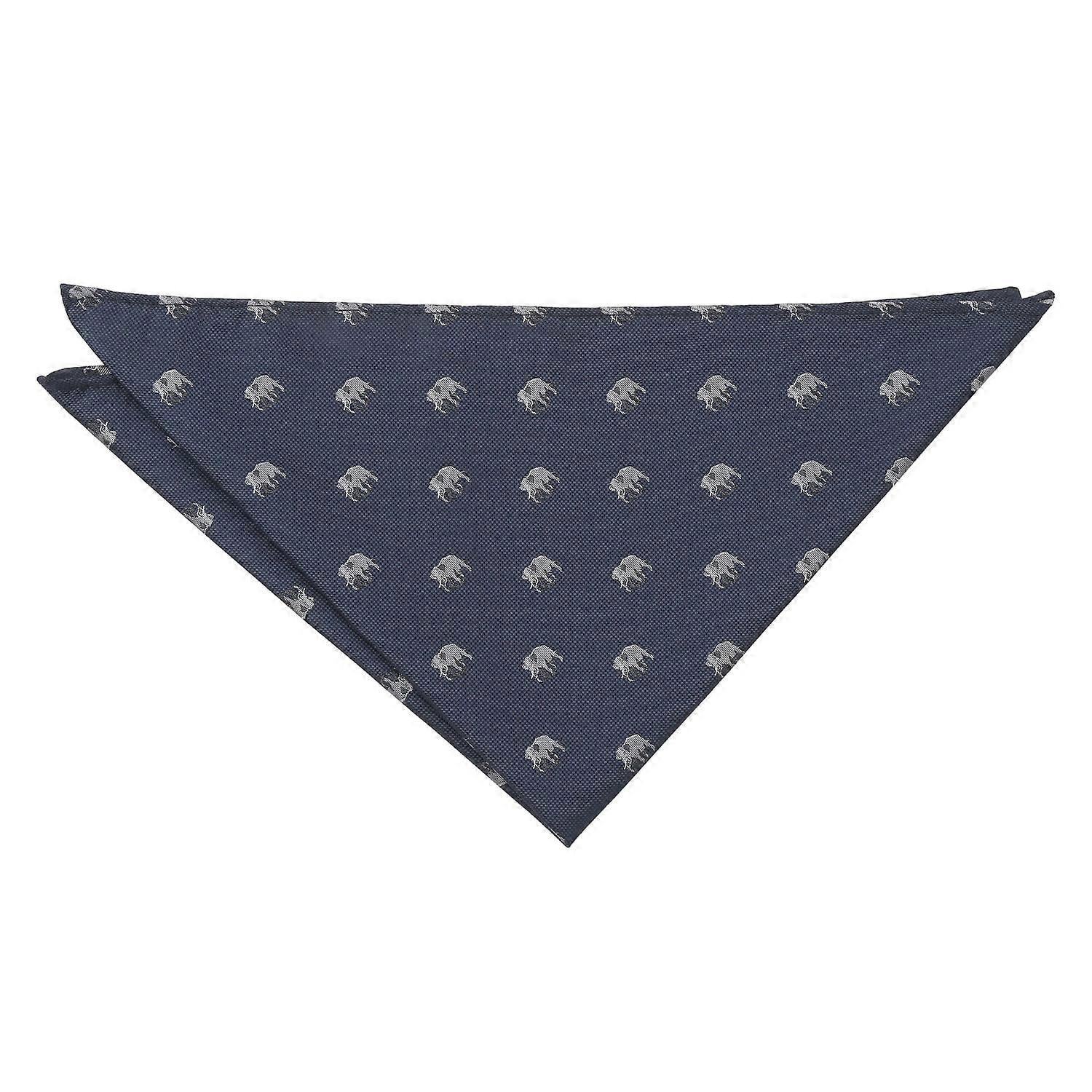 Navy Blue Elephant Embroidered Pocket Square