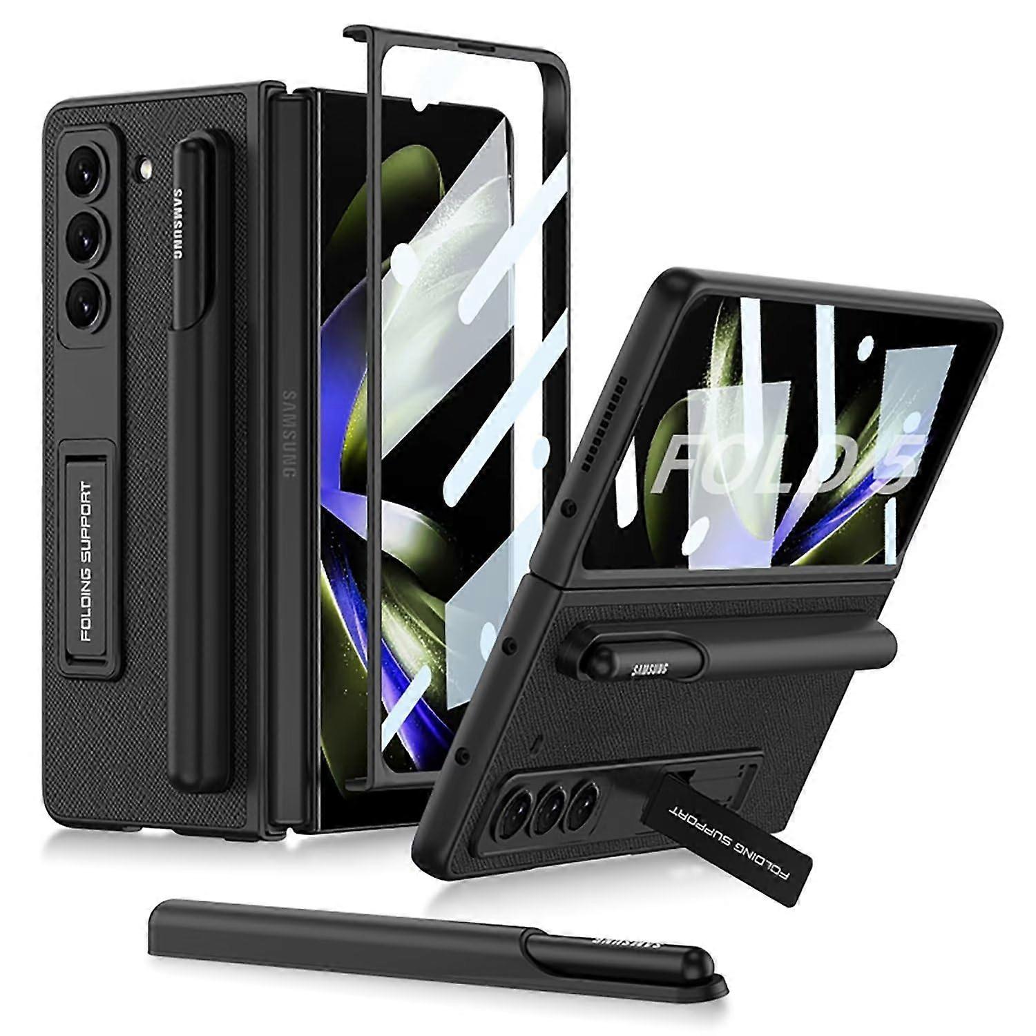 Samsung Galaxy Z Fold 5 Case, Hard PCLeather with Screen Protector, Pen Holder