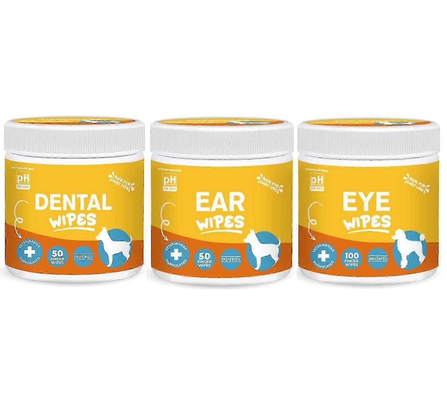 Köpek Gözü Mendilleri - Köpek Kulak Mendilleri - Köpek Diş Mendilleri - Köpekler ve Kediler için Hipoalerjenik Yüz ve Göz Mendilleri - Pet Leke Çıkarıcı Temizleyici - Akıntıyı Giderir, C