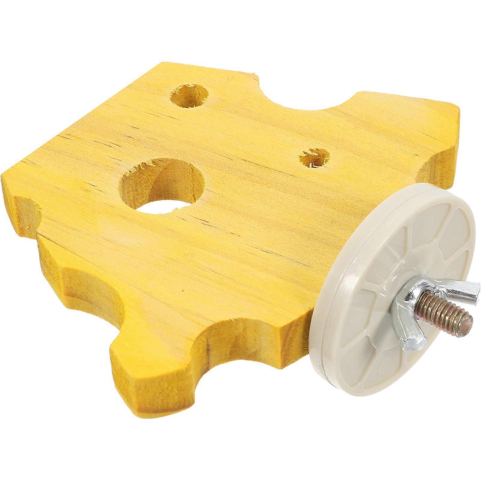 Yellow Wooden Bird Perch Platform for Parrots, Parakeets – Roosting Stand with Sand Surface