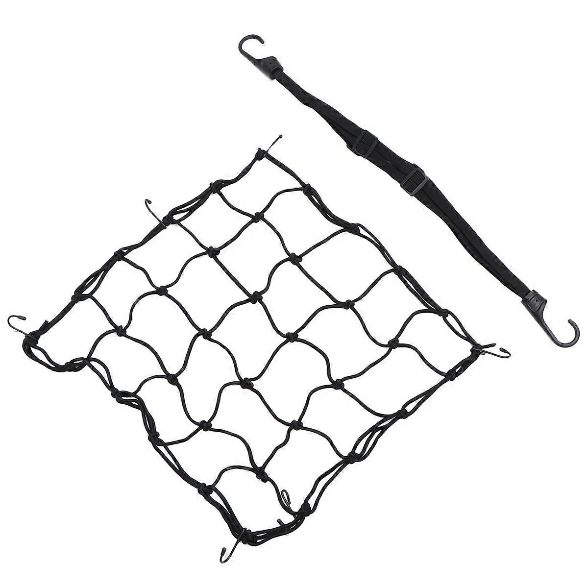 Black Elastic Luggage Net Rack For Long-Distance Travel With 2PCS Strap Ideal For Motorcycle Riders