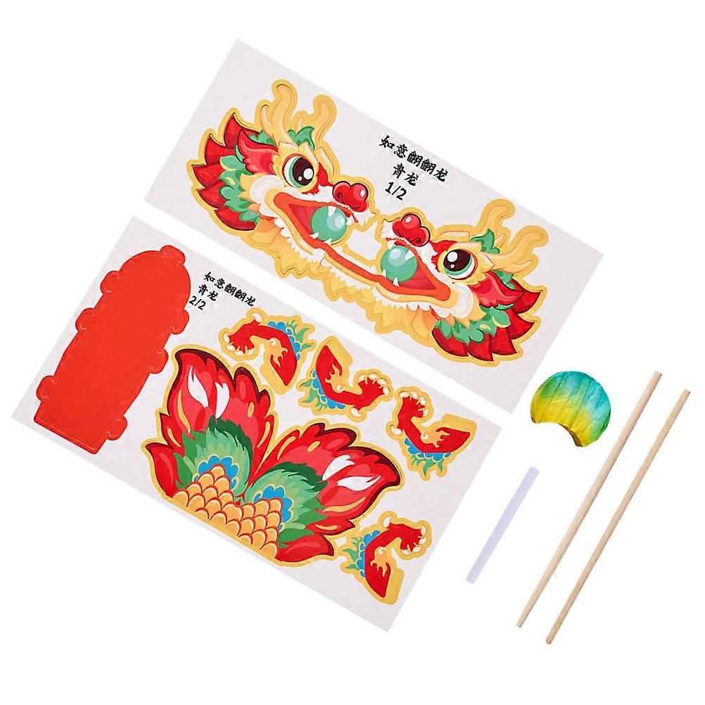 DIY Paper Dragon Puppet Kit for Chinese New Year Garland Crafts Decoration, Safe Paper Materials for Spring Festival Art Project