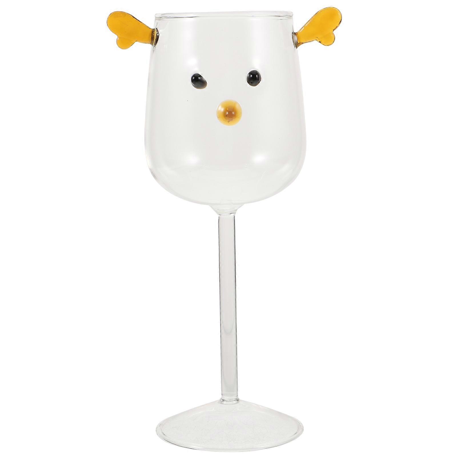 Heat Resistant Transparent Glass Juice Cup with Cartoon Antler Stem for Home, Office, and Party Use Simple Design for Water, Milk, and Beverages