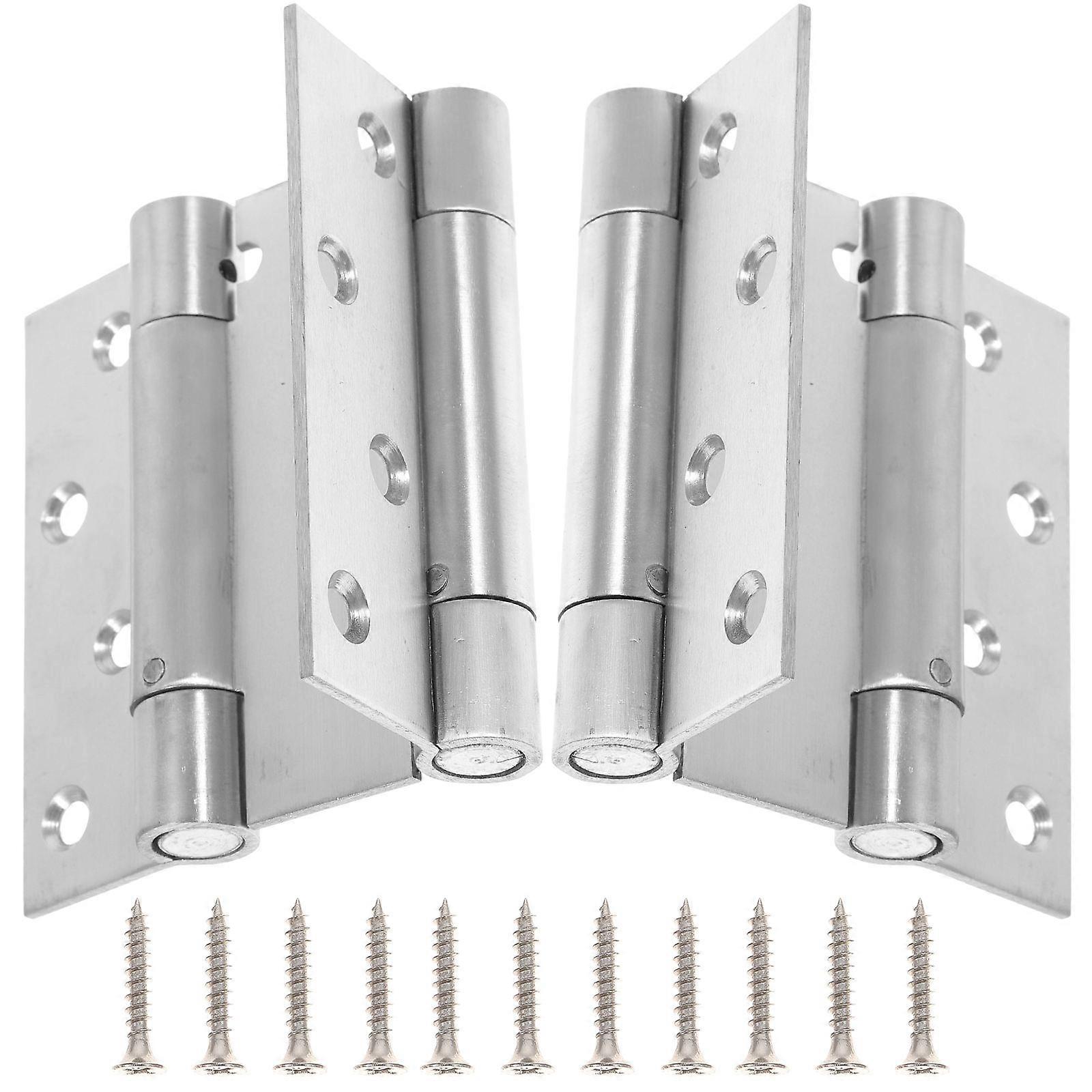 Stainless Steel Adjustable Spring Loaded Self Closing Door Hinges for Swing Doors – Rust Resistant Double Opening Butt Hinges with Wrench