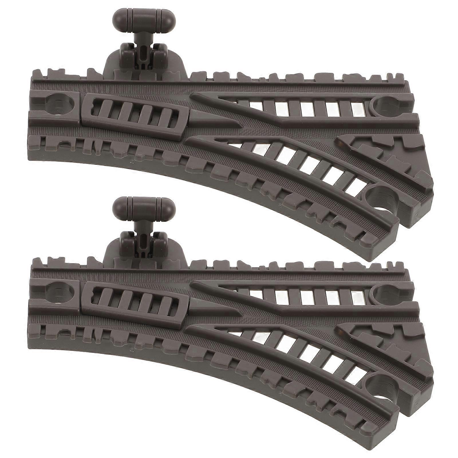 Flexible Black Plastic Train Track Switches 2pcs for Compatible Railroad Accessories, Ideal for Highspeed Slope Playsets to Enhance Motor Skills
