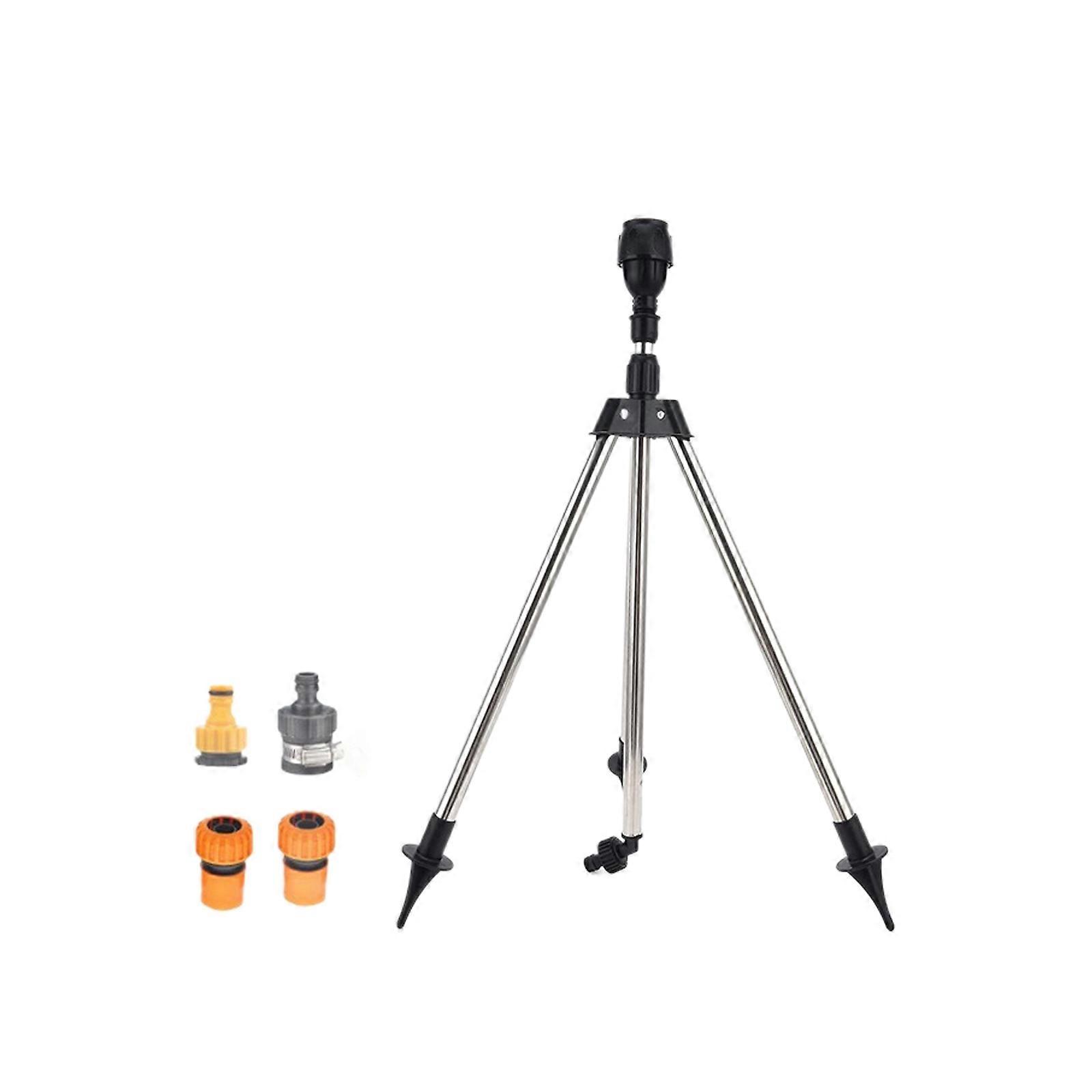 Expandable Garden Stainless Tripod Sprinkler With Interchangeable Nozzles 3/4in Fast Release Connector Easy Ground Mount Multicolor