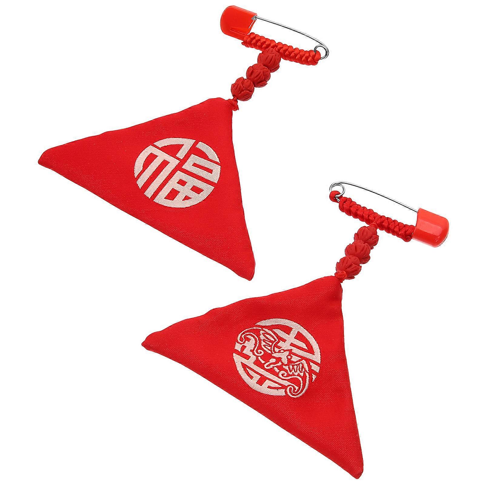 Good Luck Pendant Charms for Children and Boys Daily Use Red Satin Luck 2Pcs