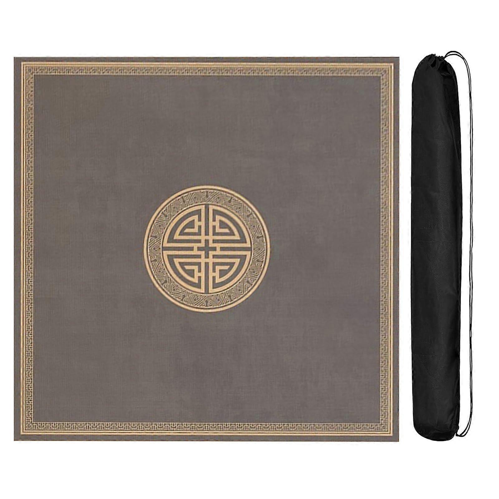 Mahjong Mat Square, Noise Reducing Cover with Storage Bag, Grey 120cm/47.2in