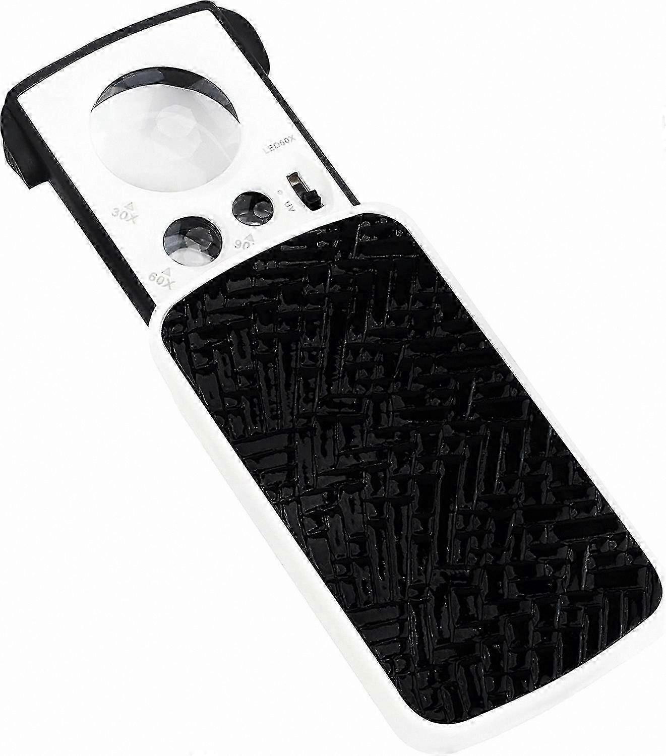 Portable LED Lighted Magnifier with 30x 60x 90x Lenses for Reading and Inspection Folding Design