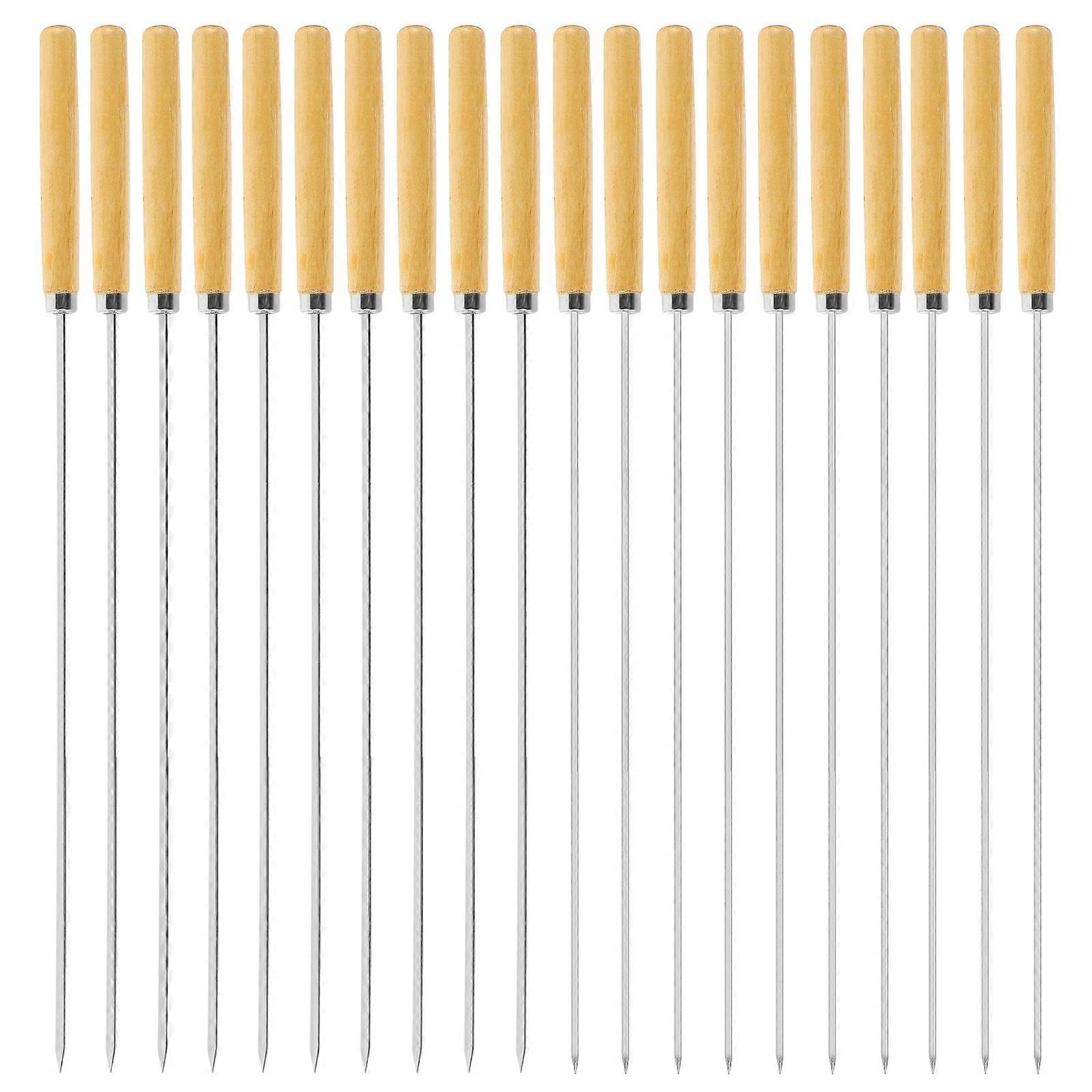 1 Set Silver Stainless Steel Barbecue Skewers for Meat and Vegetables Portable BBQ Sticks