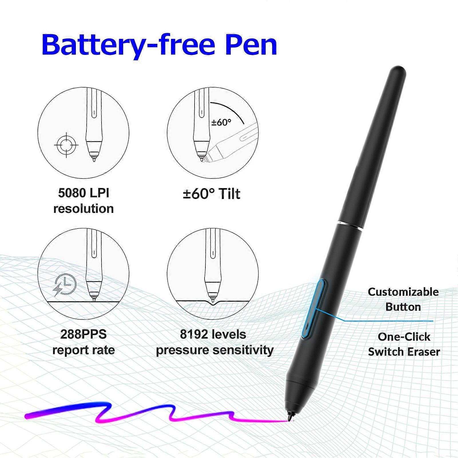 PNBOO PN1060 Graphics Tablet Digital Drawing Tablet with 8192 Levels Pressure Sensitivity 5080LPI Resolution 8 Shortcut Keys