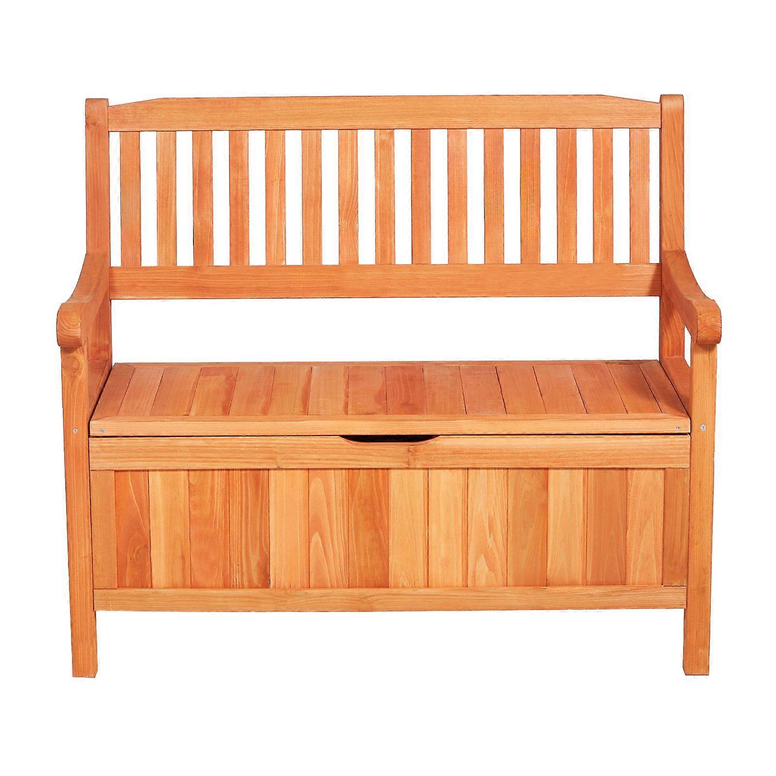 Outdoor Storage Bench, 2-Person Wooden Storage Bench, 125L Deck Box with Side Handle, Supports up to 320 kg