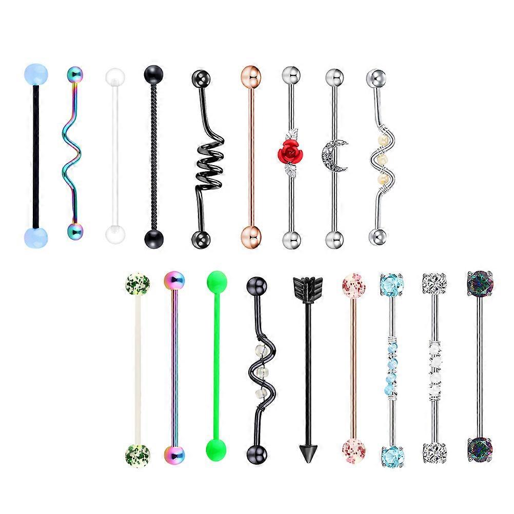 Stylish Barbell Series Ear Studs in Assorted Colors for Decorative Use 18 Pcs