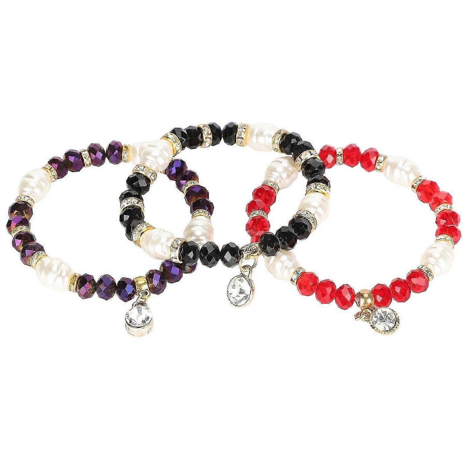 2025 Latest Model 3pcs Elegant Crystal Bracelet Hand Made Stackable Jewelry