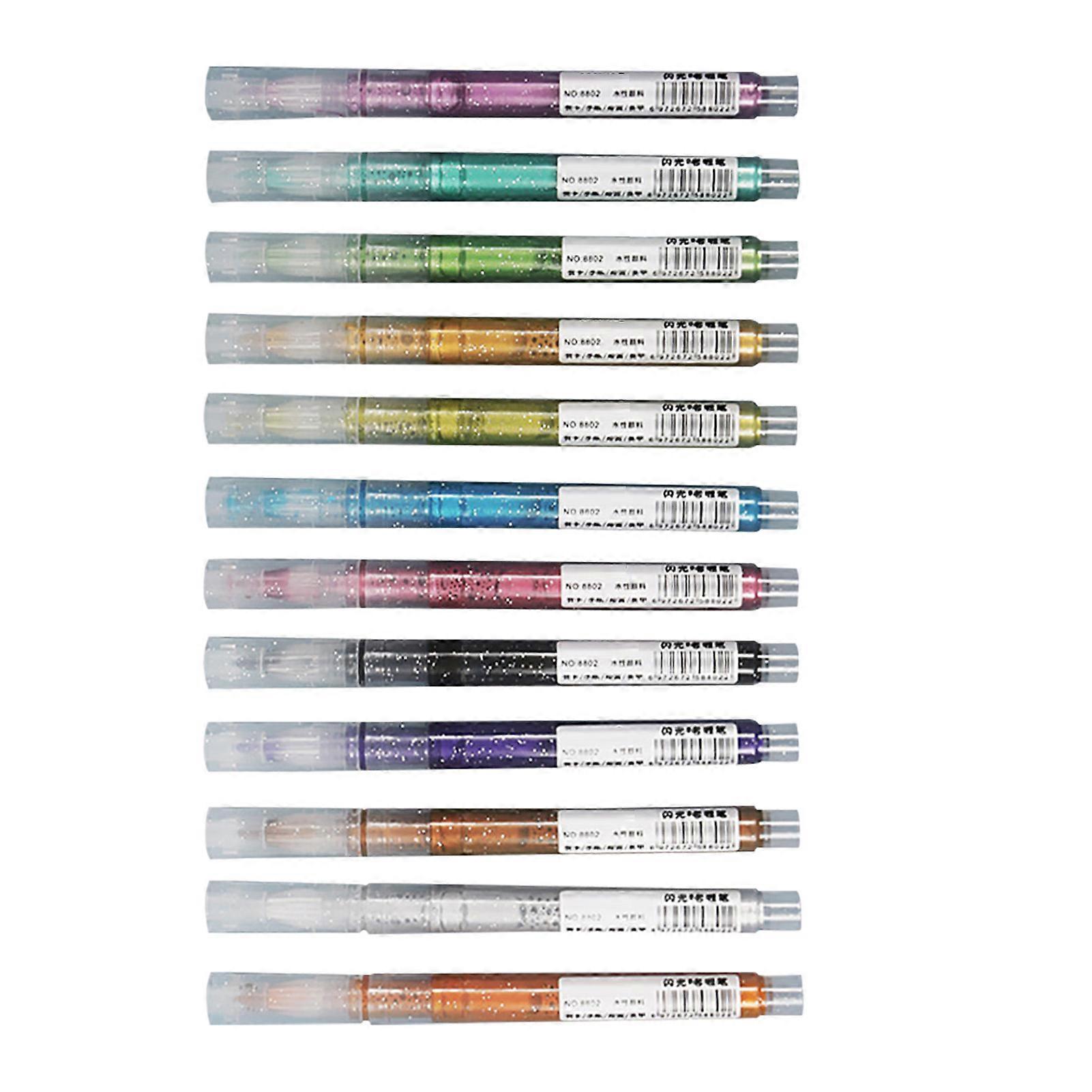 12 Colors Glitter Metallic Marker Pens Set for DIY Craft Projects