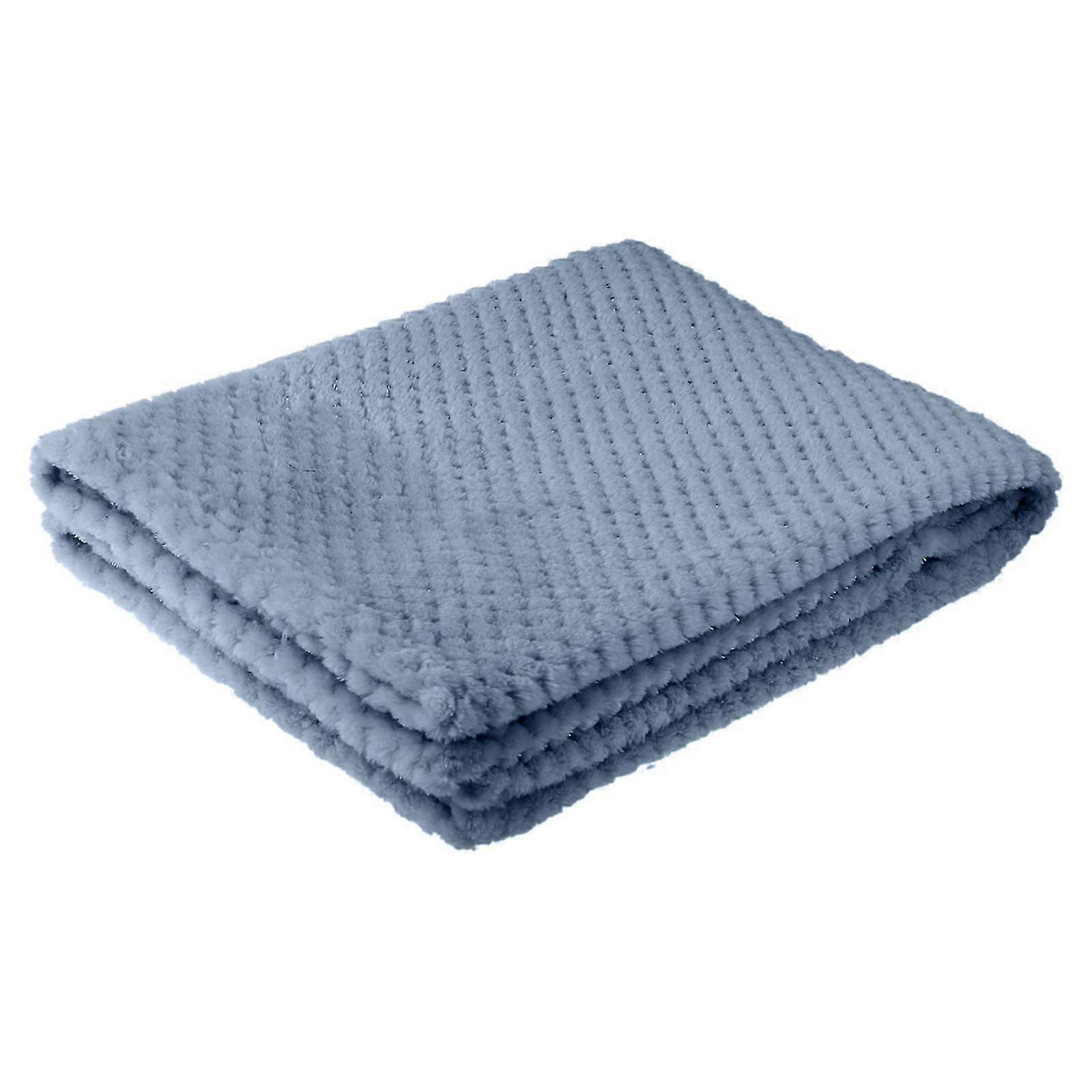 Thickened Solid Color Pineapple Grid Blanket Coral Fleece Lightweight Blanket 180x200cm Water blue