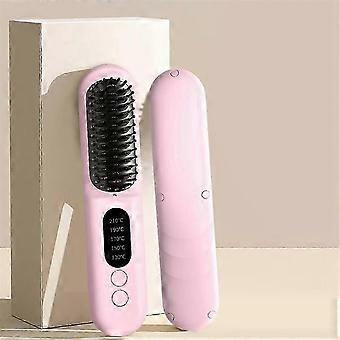 Wireless Hair Straightener Brush Fast Heated Straightener Brush Negative Ions Hair Curler Portable