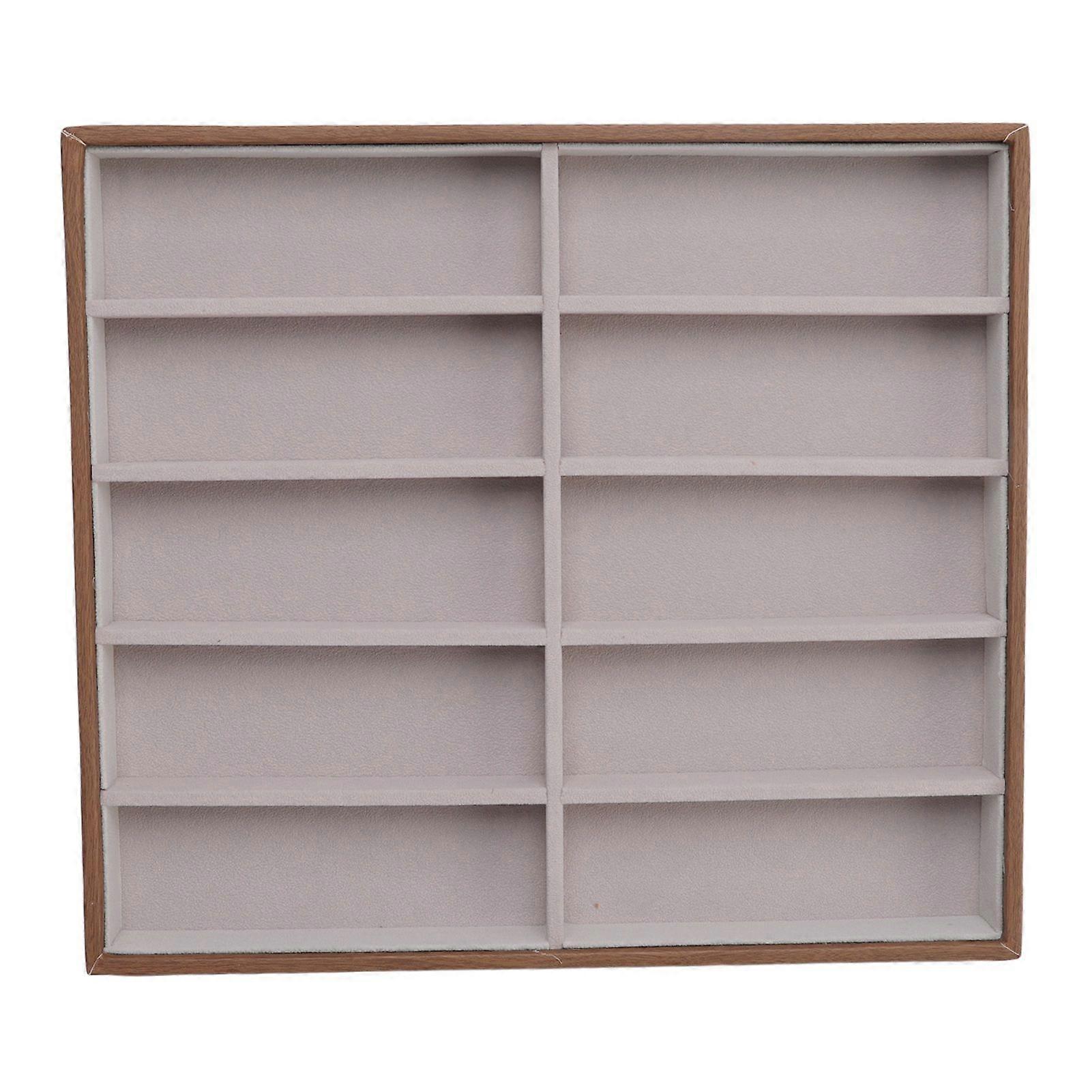 Sunglasses Display Tray PU Wood Grain Sunglasses Storage Case for Home Glasses Store 10 Grids