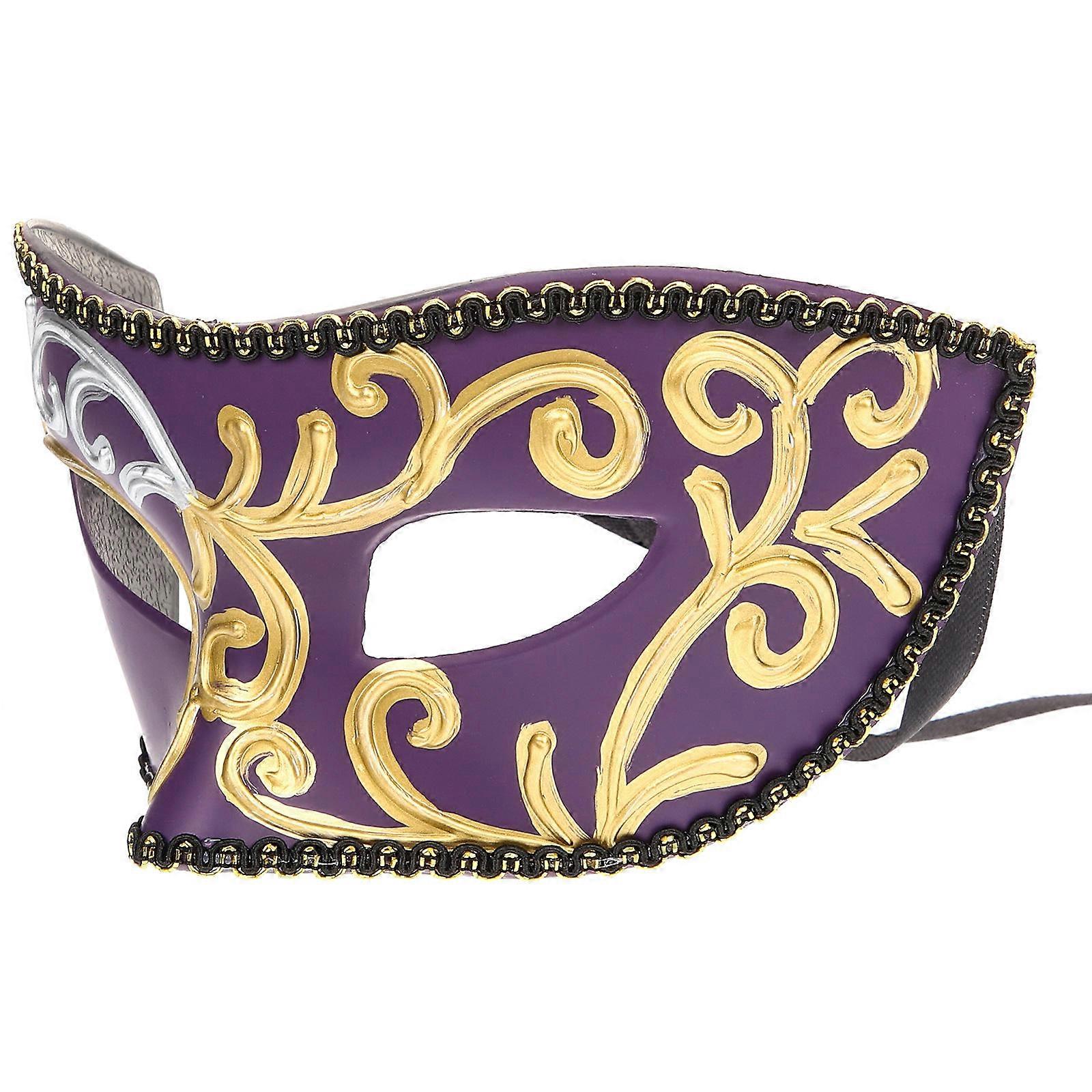 Halloween Mask Half Face Mask for Festival Party Purple Plastic