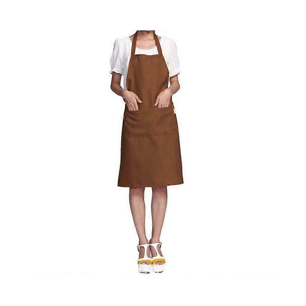 Home Kitchen Simple Stylish Pure Color Apron - Coffee