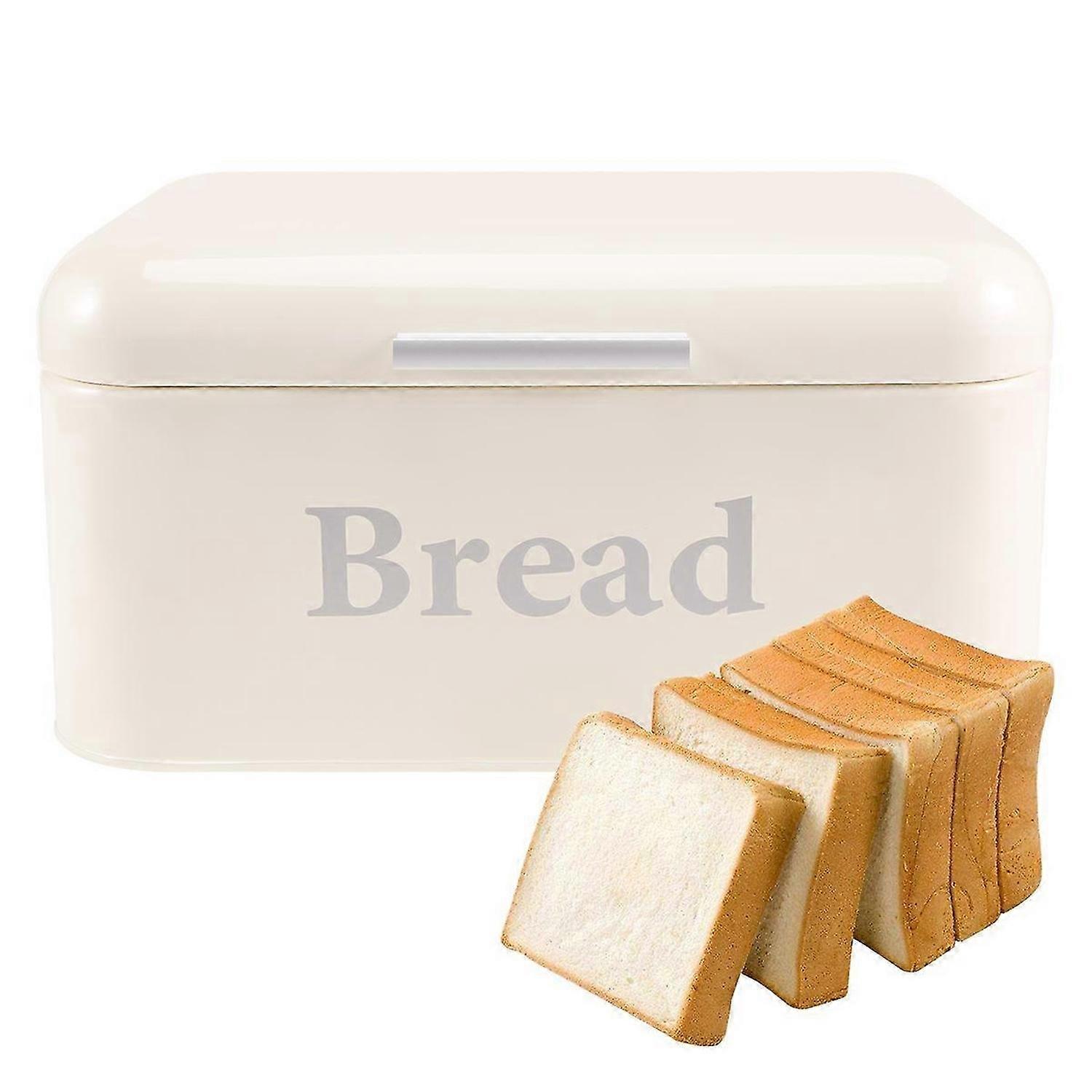 Vintage Bread Box Cupboard Iron Snack Box Desktop Storage Box White