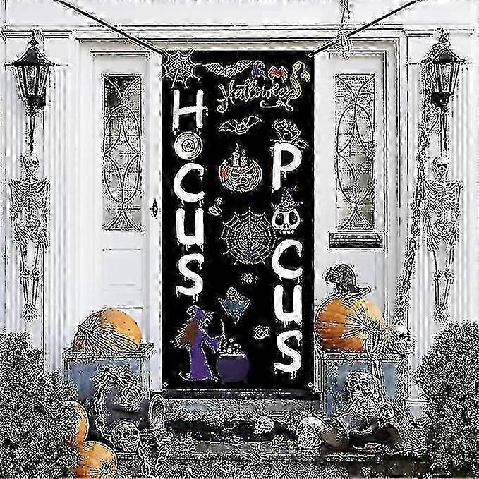 2025 Halloween Door Decorations Door Cover, Large Fabric Halloween Party Decorations Sign For Front Door, Porch Decorations, Halloween Party Supplies