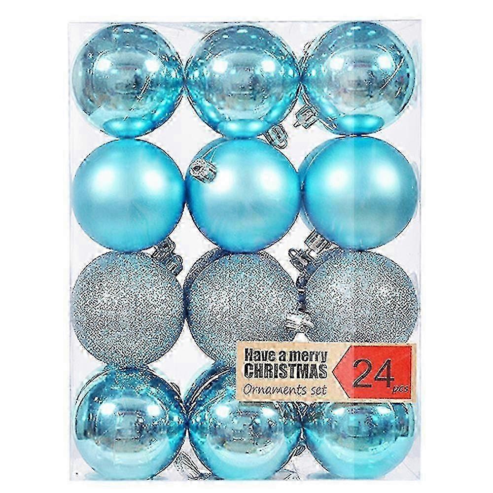 24PCS Christmas Holiday Hanging Ball Ornaments - Blue
