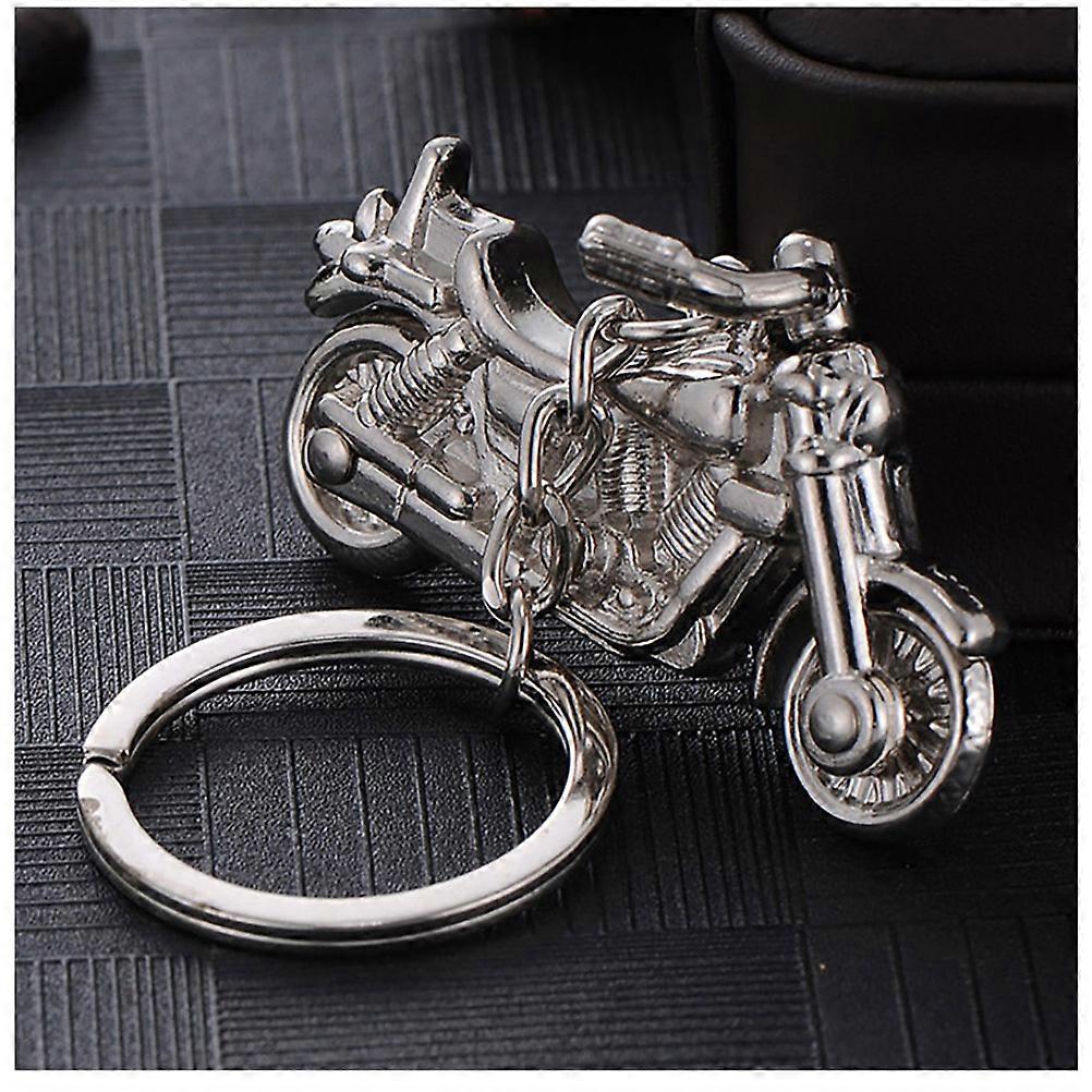 Motorcycle Key Ring Alloy Keychain for Decoration 2Pcs Silver Motorbike 3D