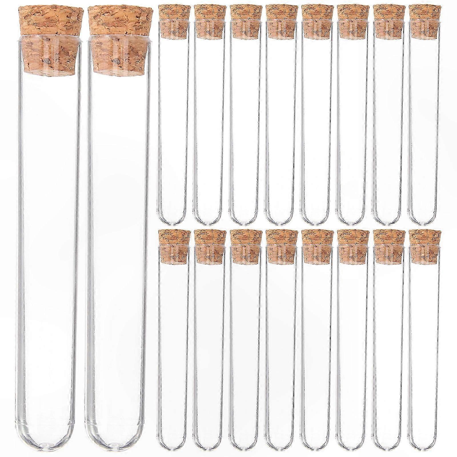 30-Pack Transparent Experiment Tubes with Cork Lids for Science Projects and Storage Use