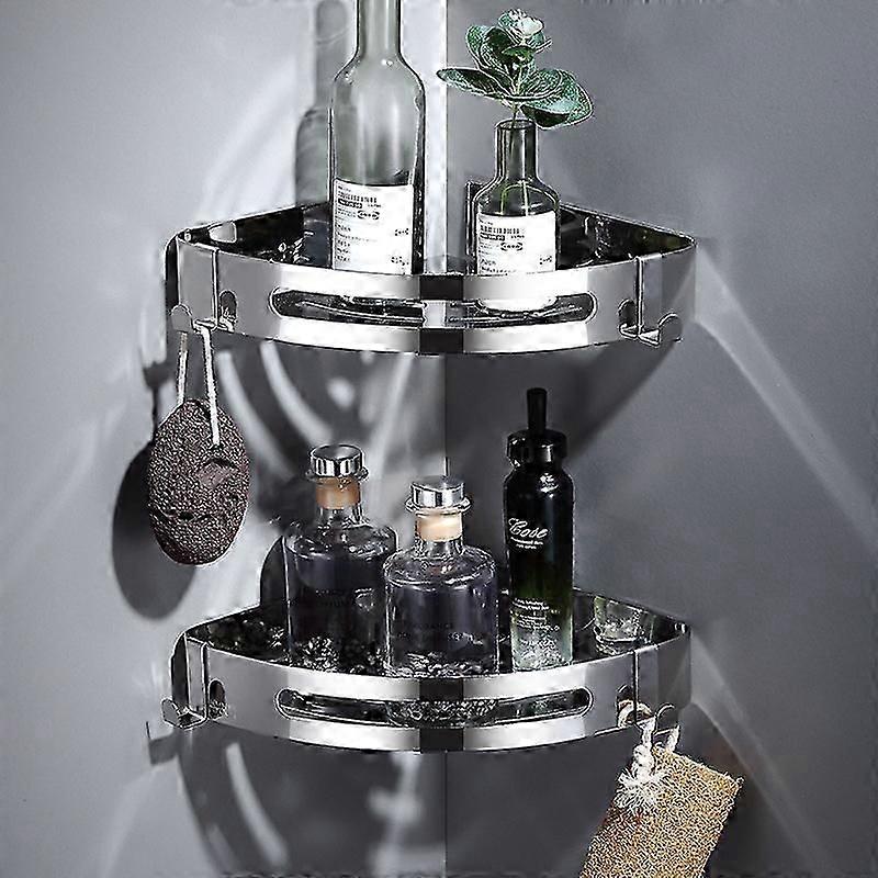 Shower Shelf, Shower Storage, Stainless Steel Bathroom Shelf with 2 Hooks, 1pcs