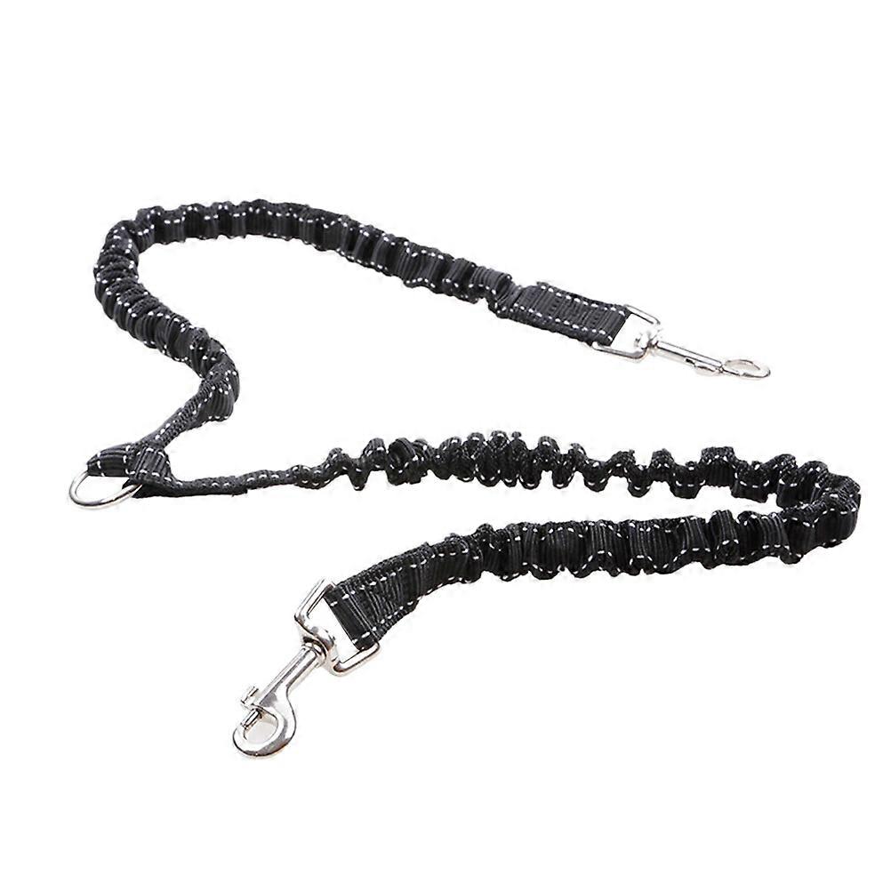 Stretch Dog Leash Double Head Strap for Pet Use Black