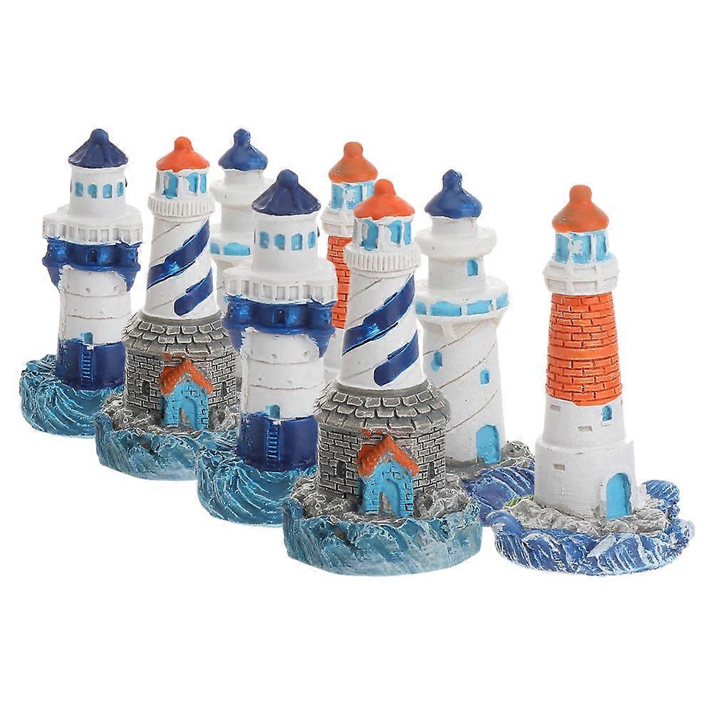 Miniature Micro Landscape Lighthouse for Decoration 8Pcs Resin Lighthouse Models