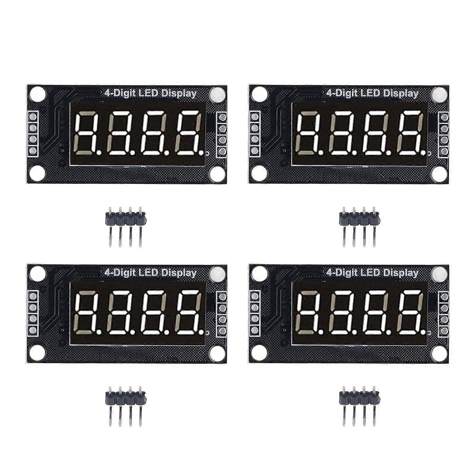 4 Sets Digital Tube Display Module LED 4 Digit 7 Segment 0.36in TM1637 Drive Chip White MRA110A