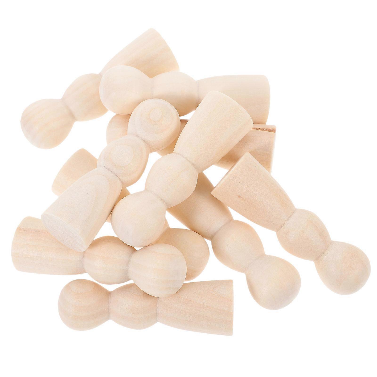 DIY Wooden Peg Dolls for Decorating 10Pcs Unpainted Crafts