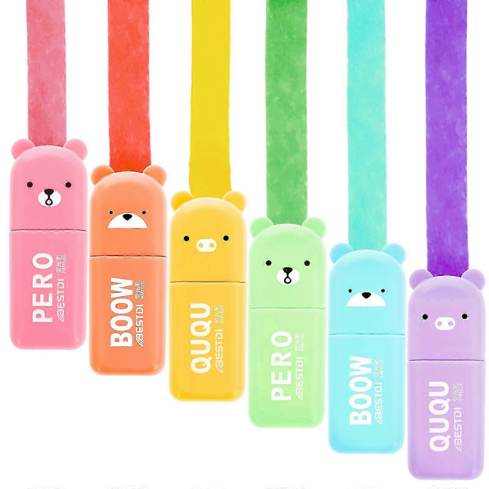 6 Pack Highlighter Pen, Cream Colors Chisel Tip, Aesthetic Water Based Quick Dry No Bleed