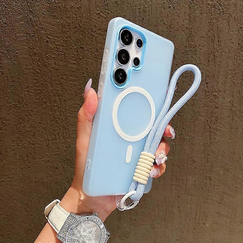 Candy Color Matte For Magsafe Case For Samsung Galaxy S25 S24 S23 S22 Ultra Plus S25Edge S25FE S24FE A17 With Lanyard Soft Cover